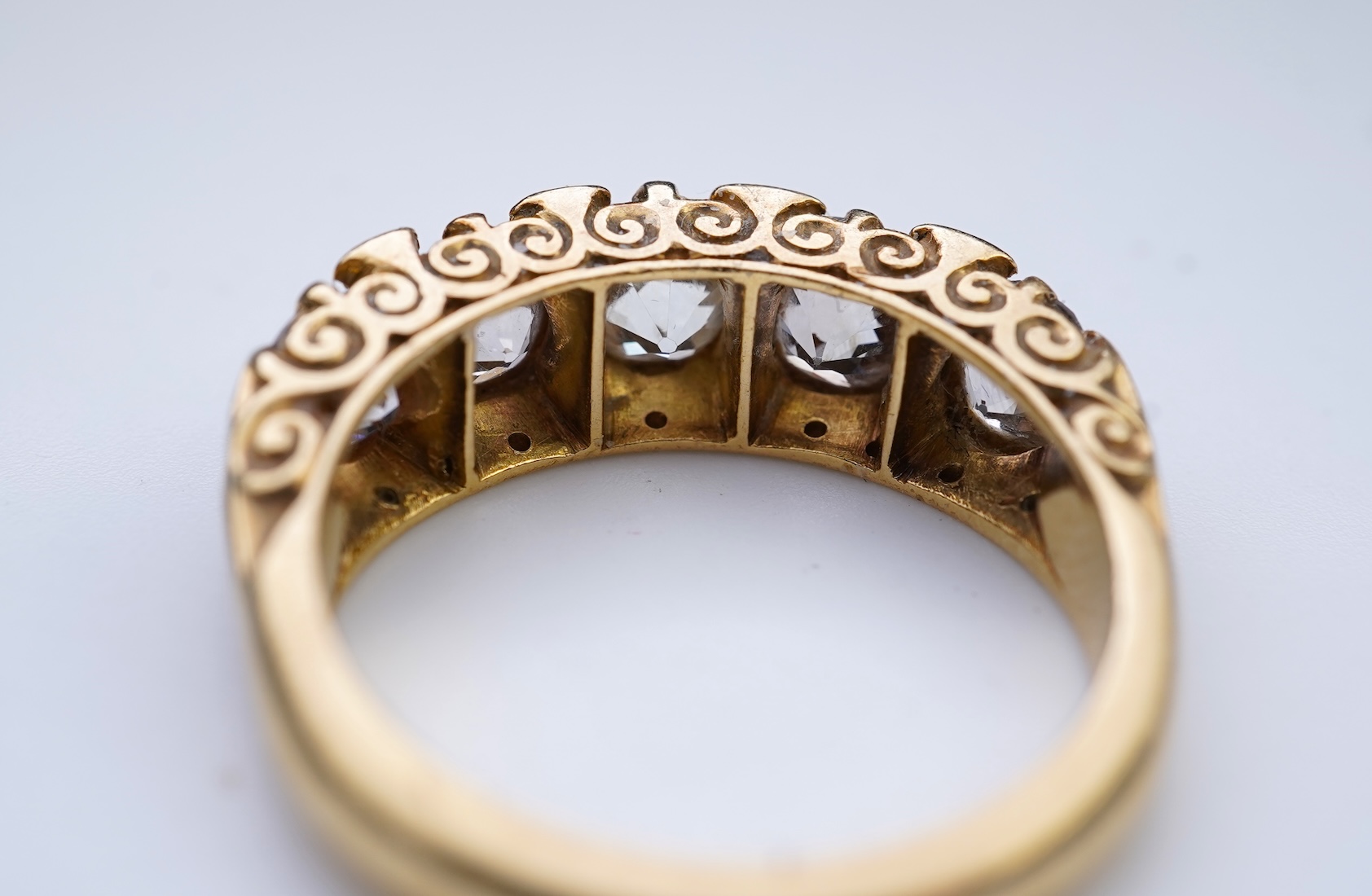 A five-stone diamond ring, circa 1900